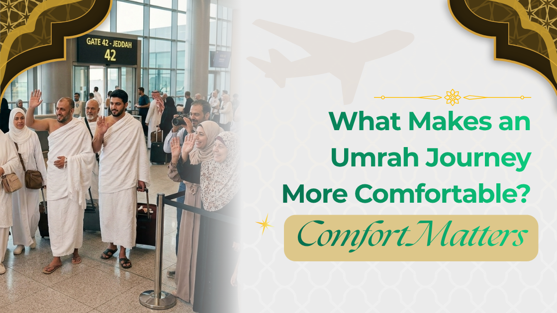 Muslim pilgrims enjoying a comfortable luxury Umrah experience in Makkah with premium accommodation and guided support