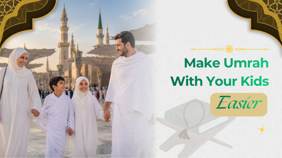 Planning Umrah with Kids: How to Choose the Right Family Umrah Package from Singapore Family performing Umrah together in Makkah with children during pilgrimage from Singapore